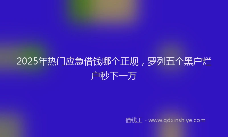2025年热门应急借钱哪个正规，罗列五个黑户烂户秒下一万