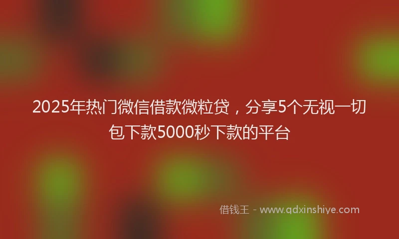 2025年热门微信借款微粒贷，分享5个无视一切包下款5000秒下款的平台