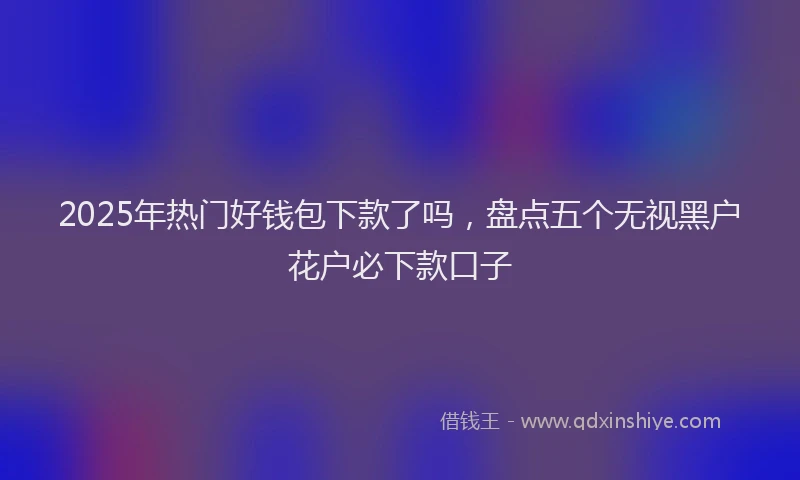 2025年热门好钱包下款了吗，盘点五个无视黑户花户必下款口子