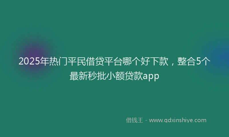 2025年热门平民借贷平台哪个好下款，整合5个最新秒批小额贷款app