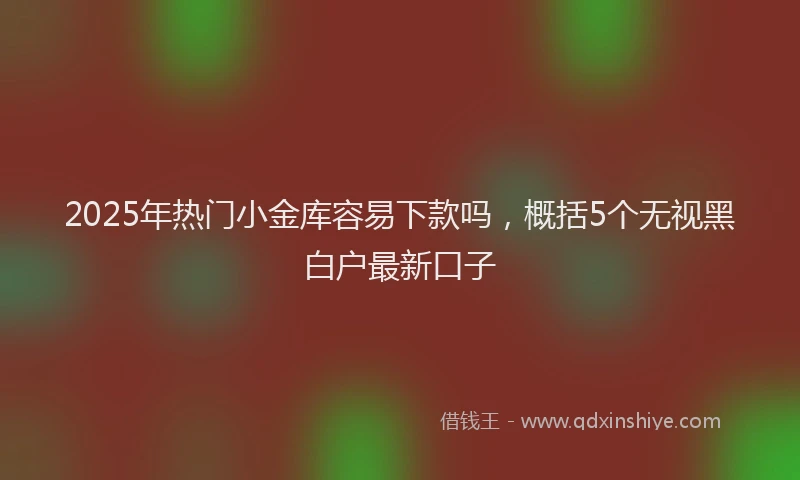 2025年热门小金库容易下款吗，概括5个无视黑白户最新口子