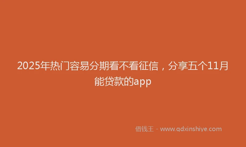 2025年热门容易分期看不看征信，分享五个11月能贷款的app
