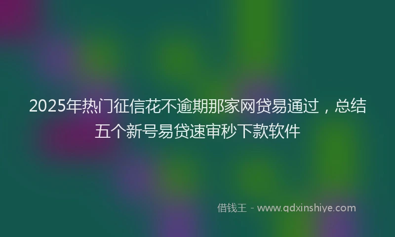 2025年热门征信花不逾期那家网贷易通过，总结五个新号易贷速审秒下款软件