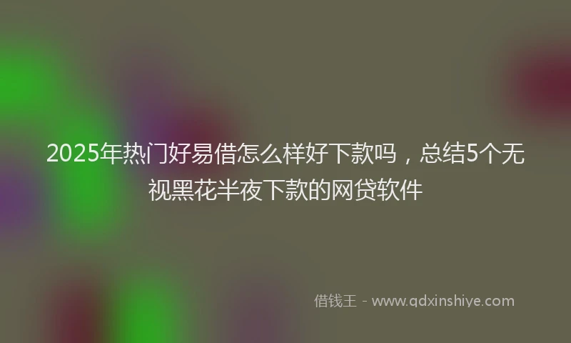 2025年热门好易借怎么样好下款吗，总结5个无视黑花半夜下款的网贷软件