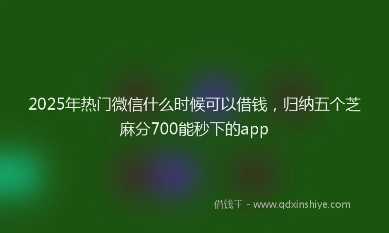 2025年热门微信什么时候可以借钱，归纳五个芝麻分700能秒下的app