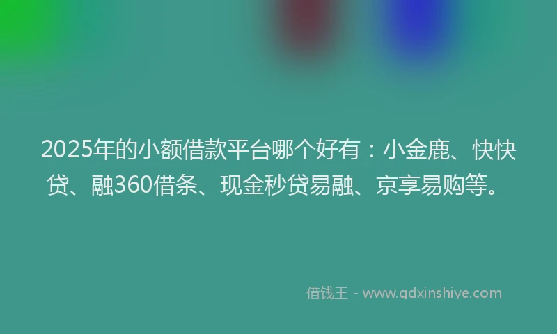 2025年的小额借款平台哪个好有：小金鹿、快快贷、融360借条、现金秒贷易融、京享易购等。
