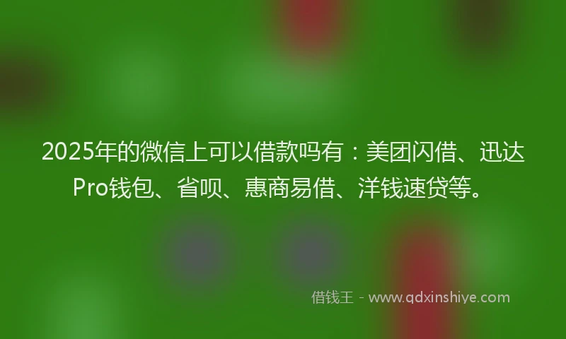 2025年的微信上可以借款吗有：美团闪借、迅达Pro钱包、省呗、惠商易借、洋钱速贷等。