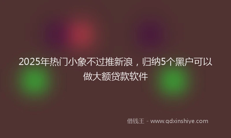 2025年热门小象不过推新浪，归纳5个黑户可以做大额贷款软件