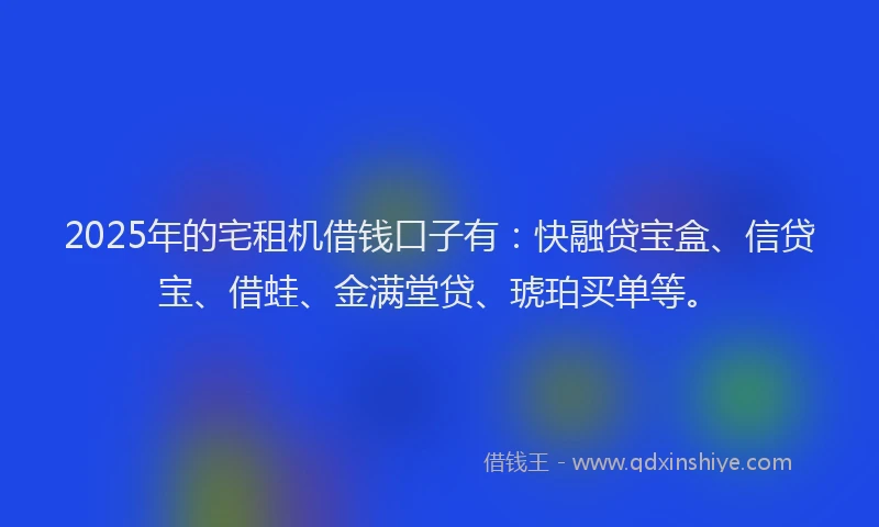 2025年的宅租机借钱口子有：快融贷宝盒、信贷宝、借蛙、金满堂贷、琥珀买单等。