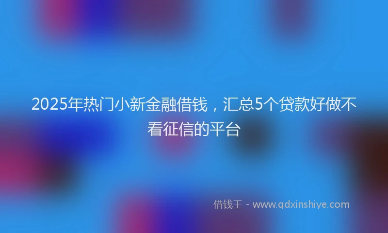 2025年热门小新金融借钱，汇总5个贷款好做不看征信的平台