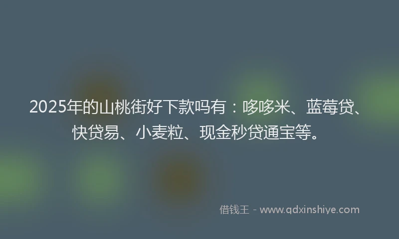 2025年的山桃街好下款吗有：哆哆米、蓝莓贷、快贷易、小麦粒、现金秒贷通宝等。