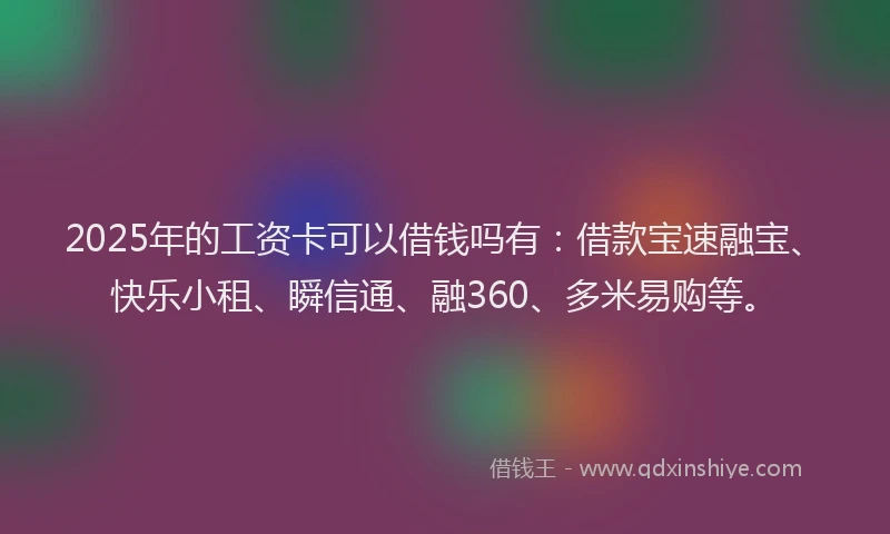 2025年的工资卡可以借钱吗有：借款宝速融宝、快乐小租、瞬信通、融360、多米易购等。