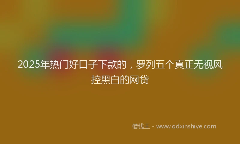2025年热门好口子下款的，罗列五个真正无视风控黑白的网贷