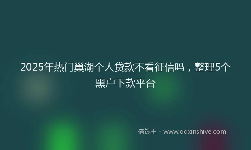 2025年热门巢湖个人贷款不看征信吗，整理5个黑户下款平台