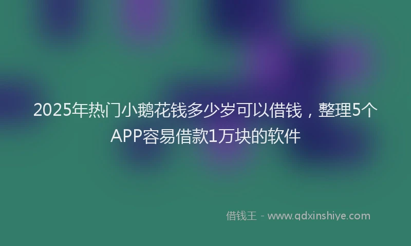 2025年热门小鹅花钱多少岁可以借钱，整理5个APP容易借款1万块的软件