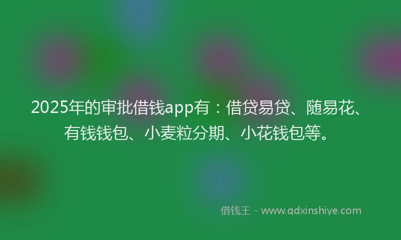 2025年的审批借钱app有：借贷易贷、随易花、有钱钱包、小麦粒分期、小花钱包等。