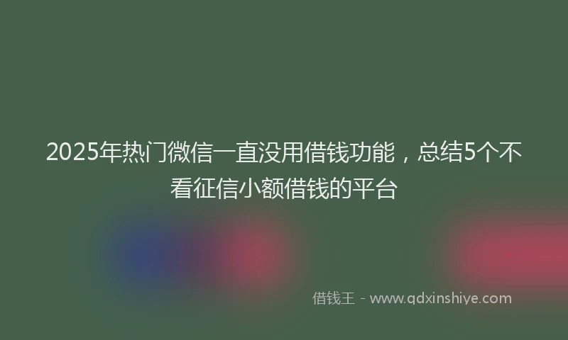 2025年热门微信一直没用借钱功能，总结5个不看征信小额借钱的平台