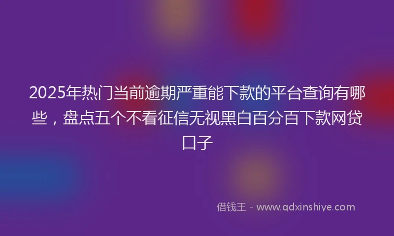 2025年热门当前逾期严重能下款的平台查询有哪些，盘点五个不看征信无视黑白百分百下款网贷口子