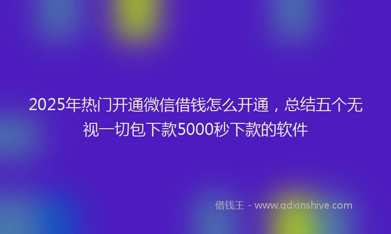 2025年热门开通微信借钱怎么开通，总结五个无视一切包下款5000秒下款的软件
