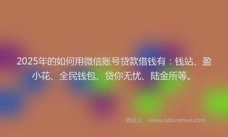 2025年的如何用微信账号贷款借钱有：钱站、盈小花、全民钱包、贷你无忧、陆金所等。