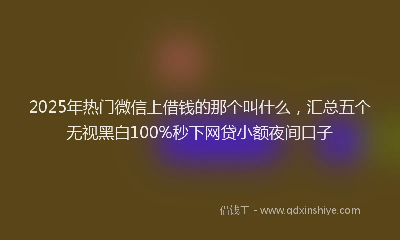 2025年热门微信上借钱的那个叫什么，汇总五个无视黑白100%秒下网贷小额夜间口子
