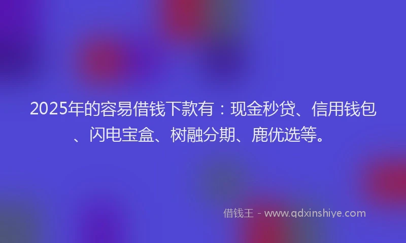 2025年的容易借钱下款有：现金秒贷、信用钱包、闪电宝盒、树融分期、鹿优选等。