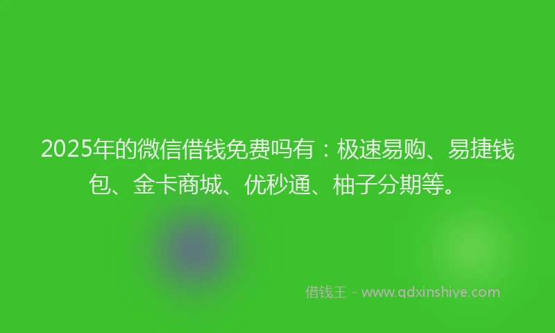 2025年的微信借钱免费吗有：极速易购、易捷钱包、金卡商城、优秒通、柚子分期等。