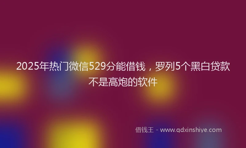 2025年热门微信529分能借钱，罗列5个黑白贷款不是高炮的软件