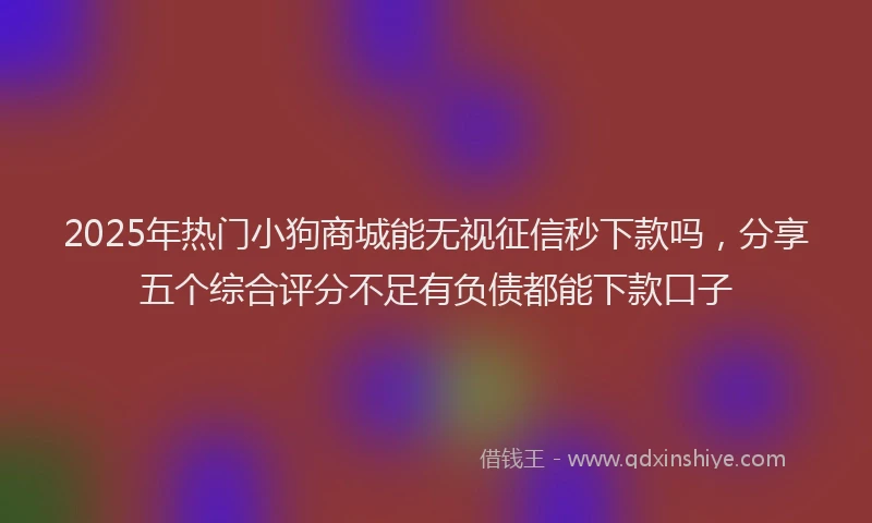 2025年热门小狗商城能无视征信秒下款吗，分享五个综合评分不足有负债都能下款口子