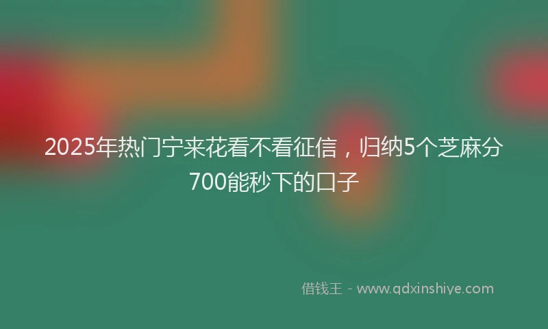 2025年热门宁来花看不看征信，归纳5个芝麻分700能秒下的口子