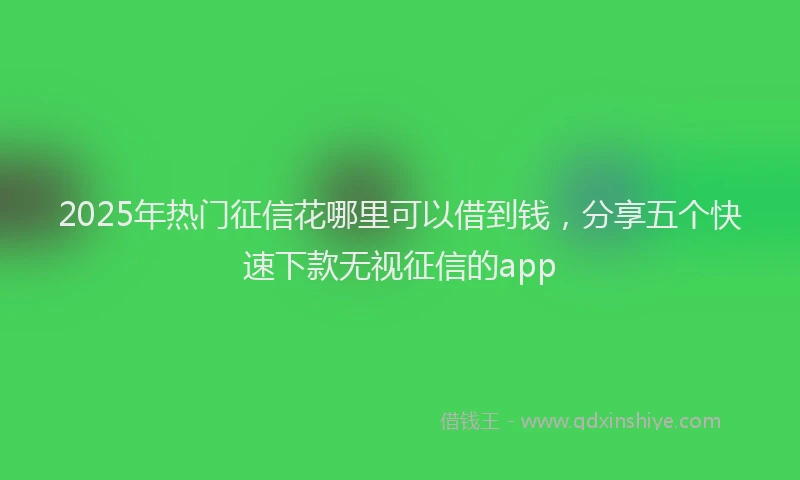 2025年热门征信花哪里可以借到钱，分享五个快速下款无视征信的app