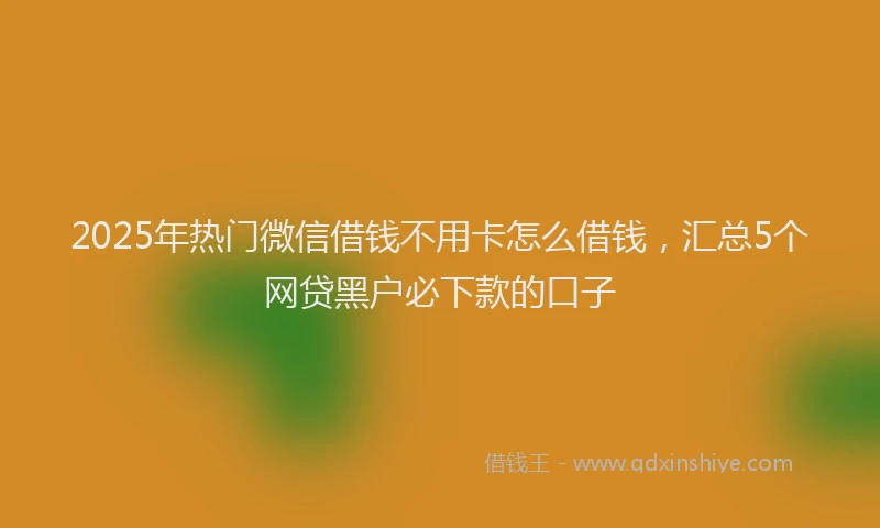 2025年热门微信借钱不用卡怎么借钱，汇总5个网贷黑户必下款的口子