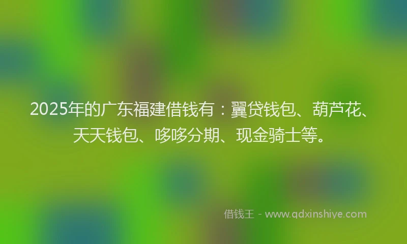 2025年的广东福建借钱有：翼贷钱包、葫芦花、天天钱包、哆哆分期、现金骑士等。