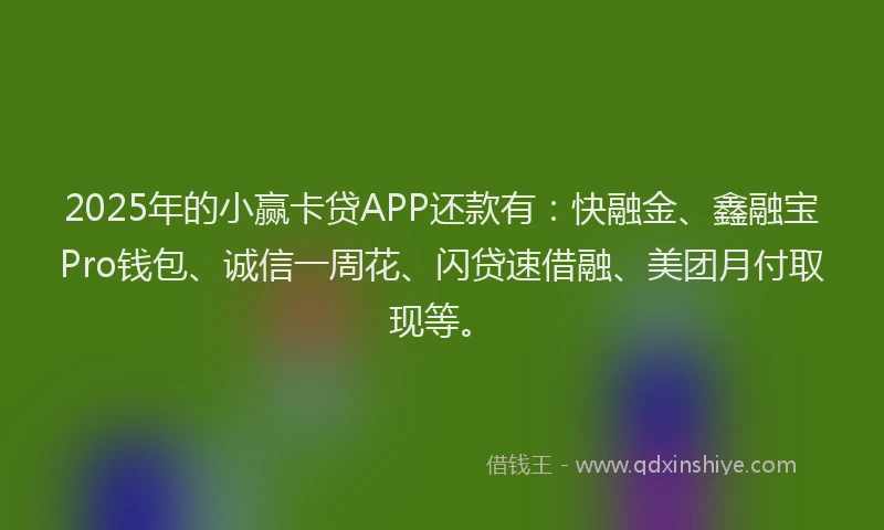 2025年的小赢卡贷APP还款有：快融金、鑫融宝Pro钱包、诚信一周花、闪贷速借融、美团月付取现等。