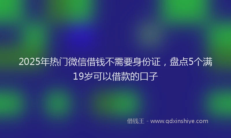 2025年热门微信借钱不需要身份证，盘点5个满19岁可以借款的口子