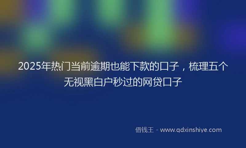 2025年热门当前逾期也能下款的口子，梳理五个无视黑白户秒过的网贷口子