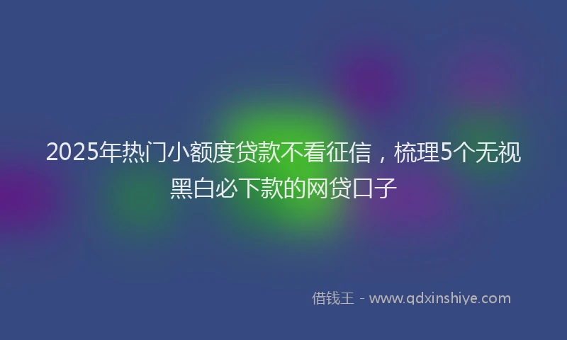 2025年热门小额度贷款不看征信，梳理5个无视黑白必下款的网贷口子