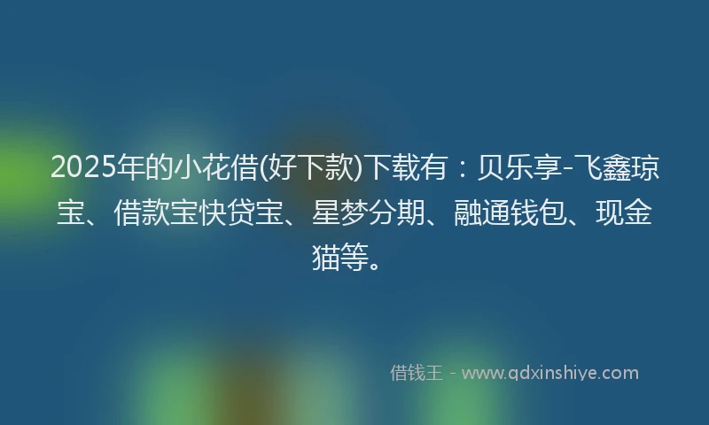 2025年的小花借(好下款)下载有：贝乐享-飞鑫琼宝、借款宝快贷宝、星梦分期、融通钱包、现金猫等。