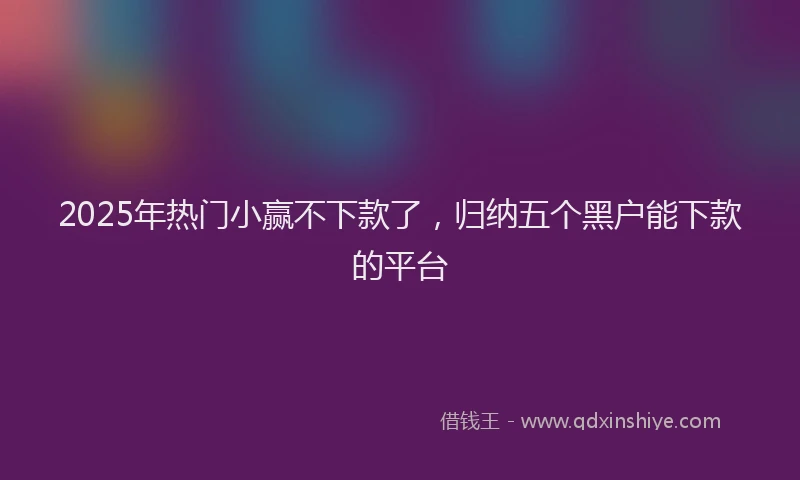 2025年热门小赢不下款了，归纳五个黑户能下款的平台