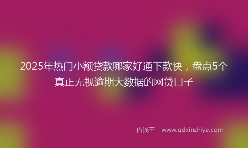 2025年热门小额贷款哪家好通下款快，盘点5个真正无视逾期大数据的网贷口子