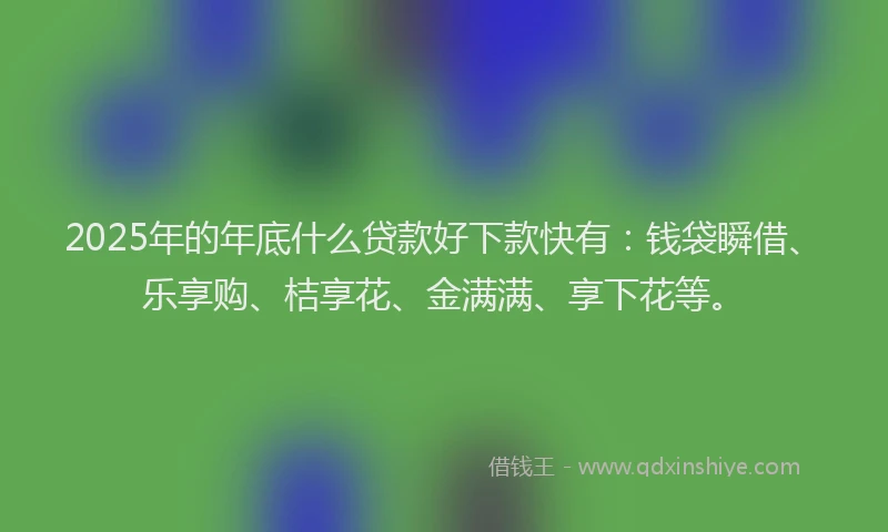 2025年的年底什么贷款好下款快有：钱袋瞬借、乐享购、桔享花、金满满、享下花等。