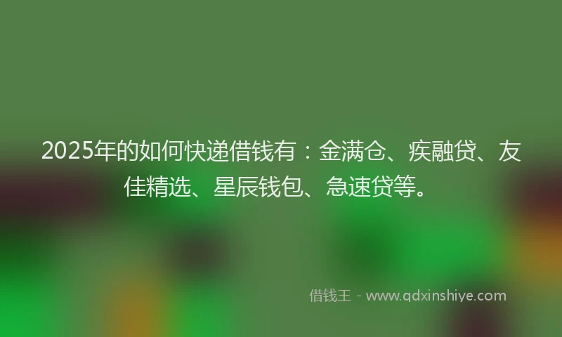 2025年的如何快递借钱有：金满仓、疾融贷、友佳精选、星辰钱包、急速贷等。
