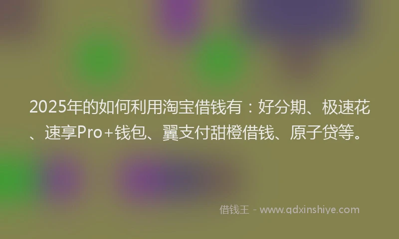 2025年的如何利用淘宝借钱有：好分期、极速花、速享Pro+钱包、翼支付甜橙借钱、原子贷等。