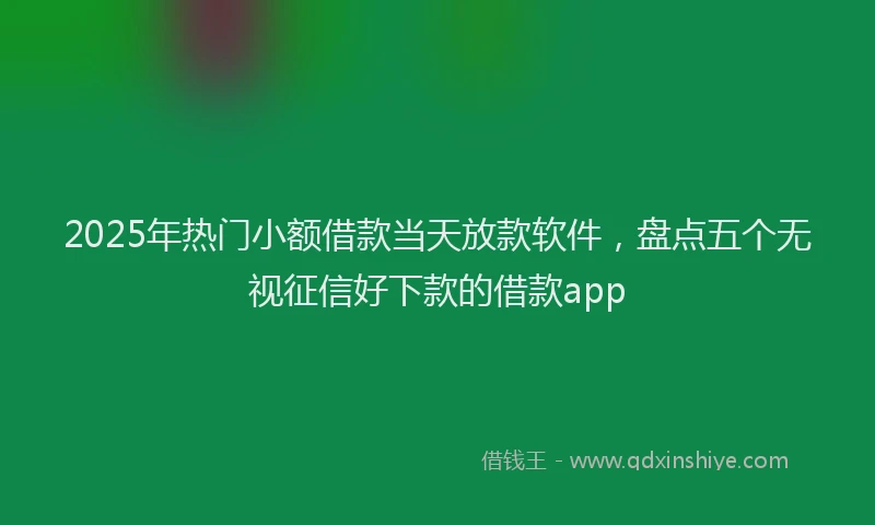 2025年热门小额借款当天放款软件，盘点五个无视征信好下款的借款app