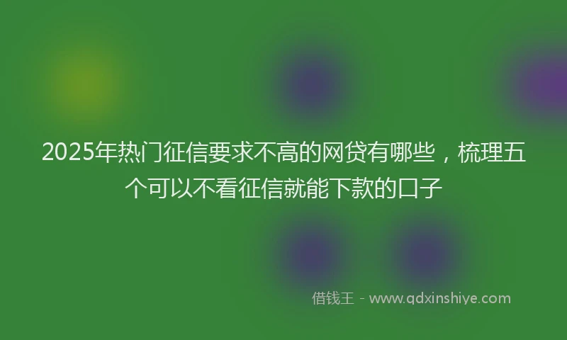 2025年热门征信要求不高的网贷有哪些，梳理五个可以不看征信就能下款的口子