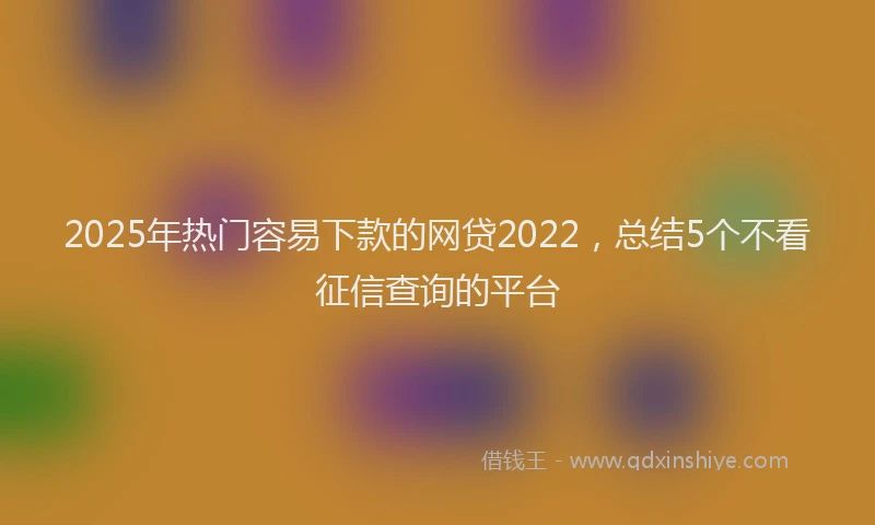 2025年热门容易下款的网贷2022，总结5个不看征信查询的平台