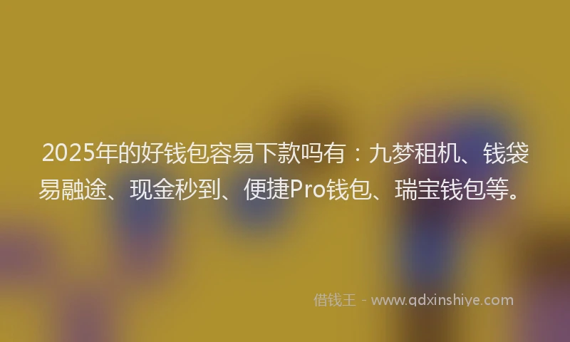 2025年的好钱包容易下款吗有：九梦租机、钱袋易融途、现金秒到、便捷Pro钱包、瑞宝钱包等。
