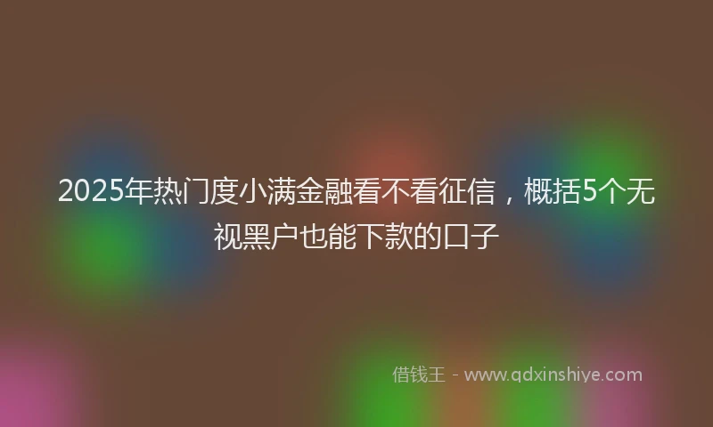 2025年热门度小满金融看不看征信，概括5个无视黑户也能下款的口子