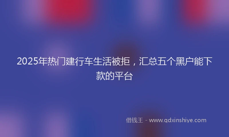 2025年热门建行车生活被拒，汇总五个黑户能下款的平台