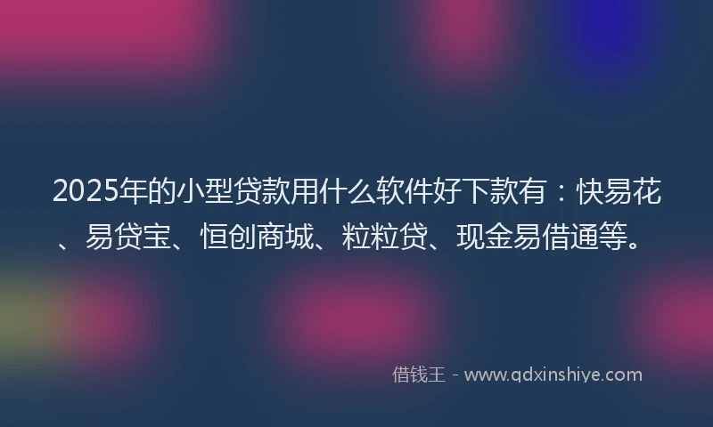 2025年的小型贷款用什么软件好下款有：快易花、易贷宝、恒创商城、粒粒贷、现金易借通等。
